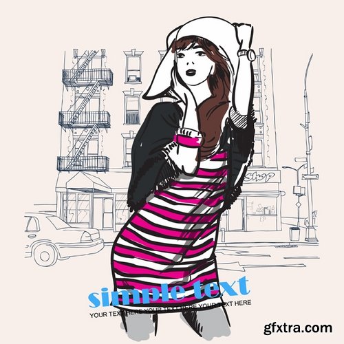 People in fashionable clothes vector images 25 Eps