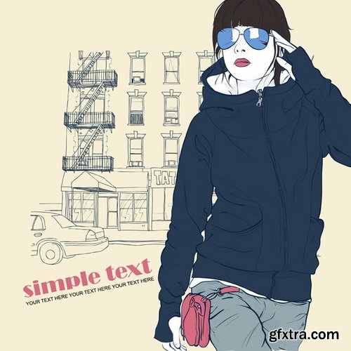 People in fashionable clothes vector images 25 Eps