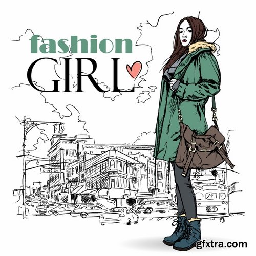 People in fashionable clothes vector images 25 Eps