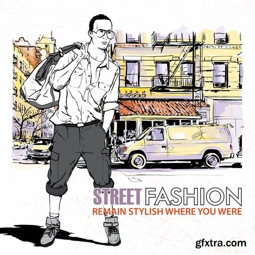 People in fashionable clothes vector images 25 Eps