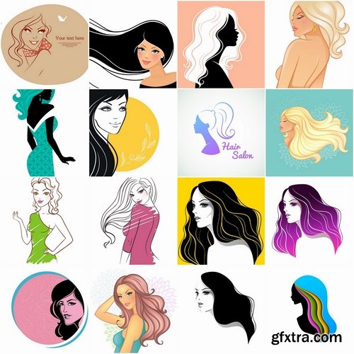 Collection posters of women's hairstyles vector images 25 Eps