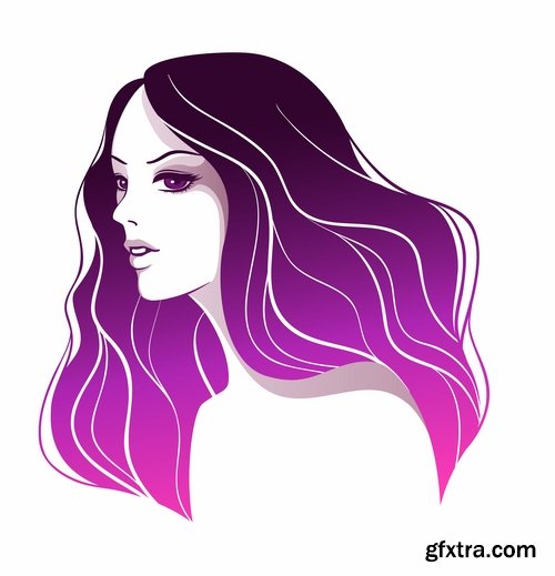 Collection posters of women's hairstyles vector images 25 Eps