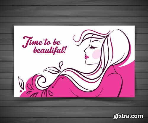 Collection posters of women's hairstyles vector images 25 Eps