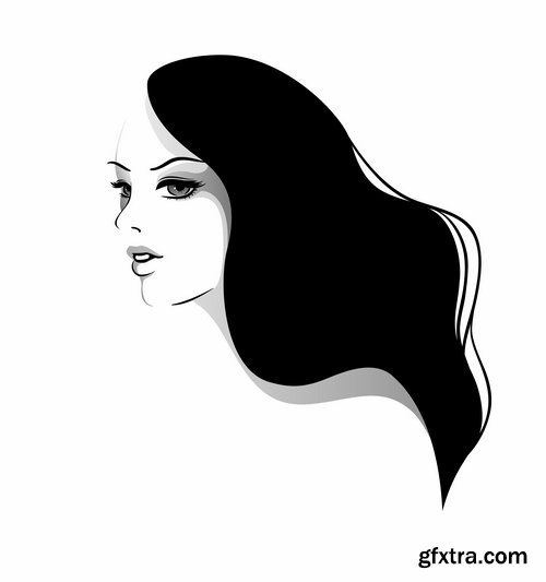 Collection posters of women's hairstyles vector images 25 Eps