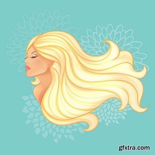 Collection posters of women's hairstyles vector images 25 Eps