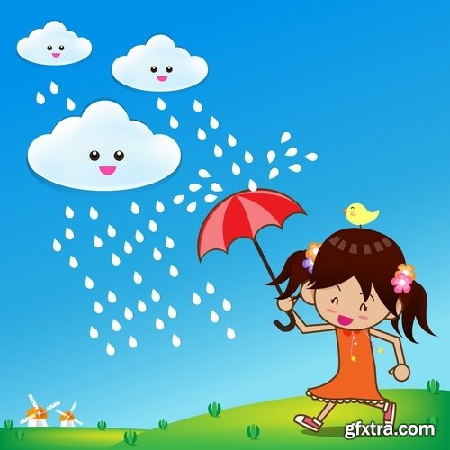 Collection of cartoon happy kids vector images 24 Eps