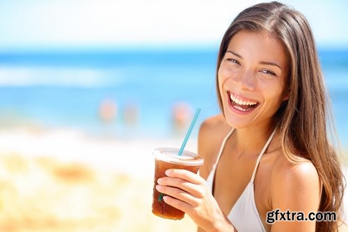 Beautiful girl drinking beverages #2-25 UHQ Jpeg