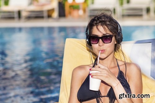 Beautiful girl drinking beverages #2-25 UHQ Jpeg