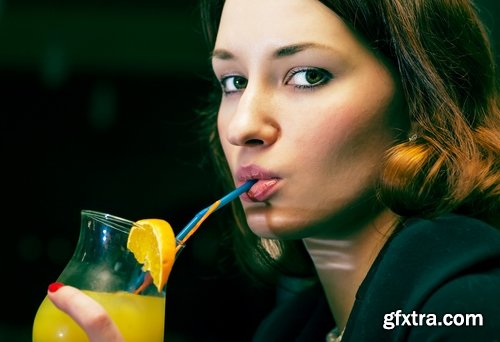 Beautiful girl drinking beverages #2-25 UHQ Jpeg