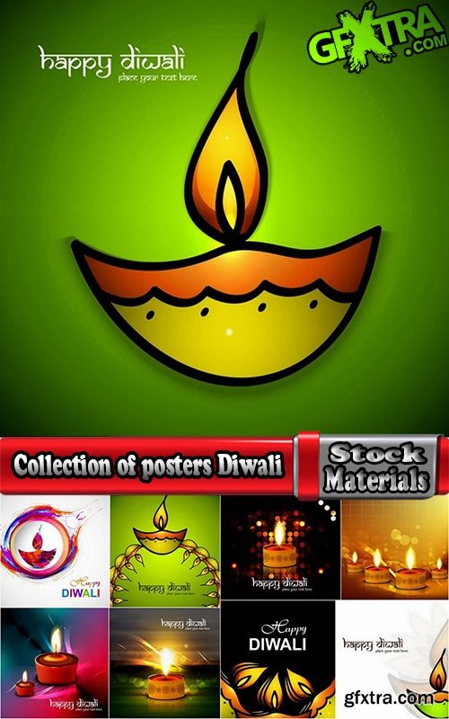 Collection of posters Diwali vector images 25 Eps