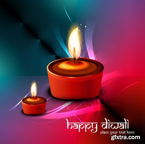 Collection of posters Diwali vector images 25 Eps