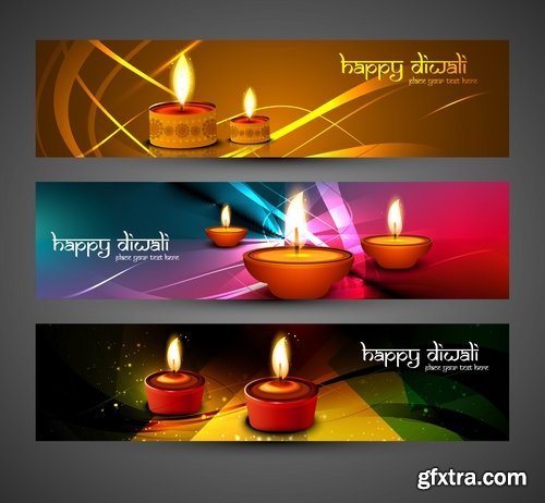 Collection of posters Diwali vector images 25 Eps