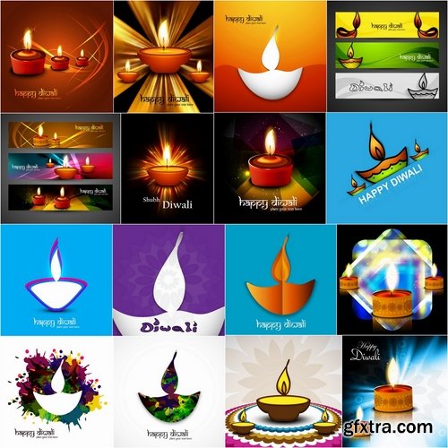 Collection of posters Diwali vector images 25 Eps