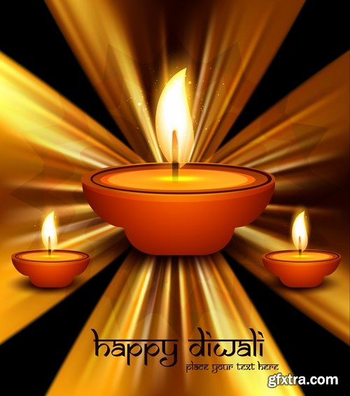 Collection of posters Diwali vector images 25 Eps