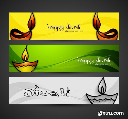 Collection of posters Diwali vector images 25 Eps