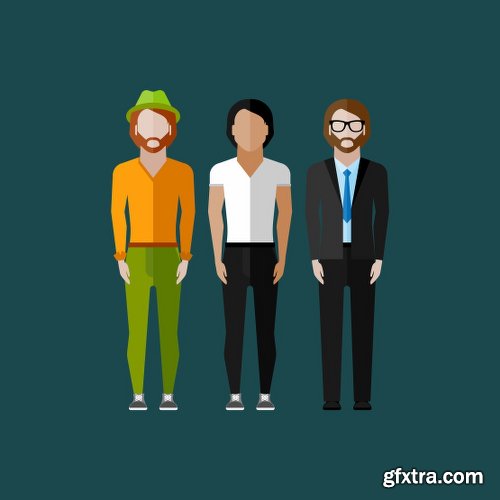 Hipster Style People Vector Set