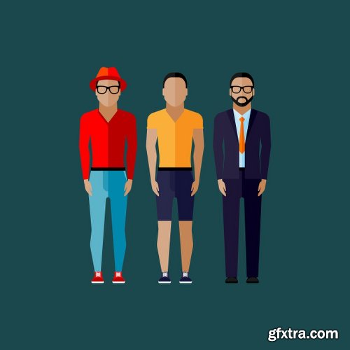 Hipster Style People Vector Set