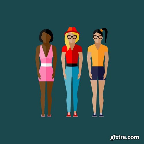 Hipster Style People Vector Set