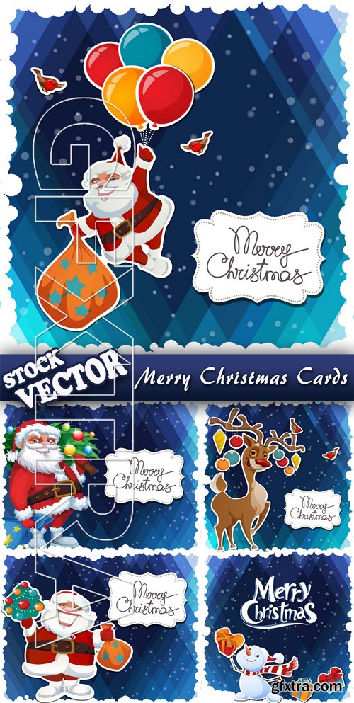 Merry Christmas Cards Vector Set