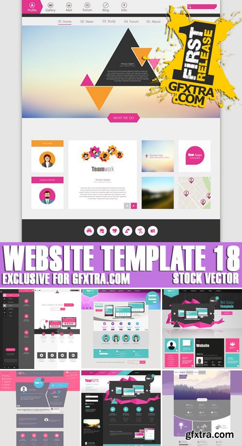 Stock Vectors - Website template 18, 25xEPS