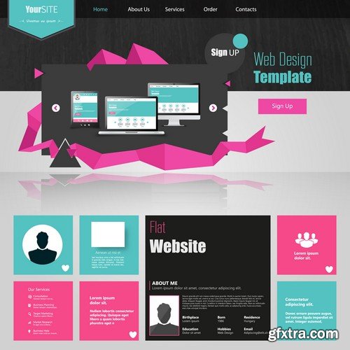 Stock Vectors - Website template 18, 25xEPS