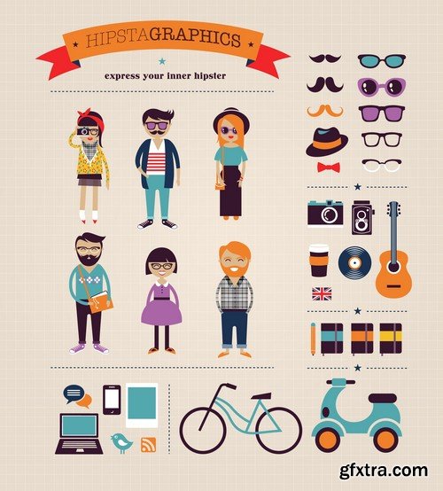 Stock Vectors - Hipster 2, 25xEPS