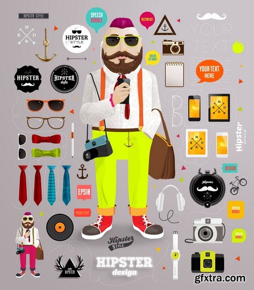 Stock Vectors - Hipster 2, 25xEPS