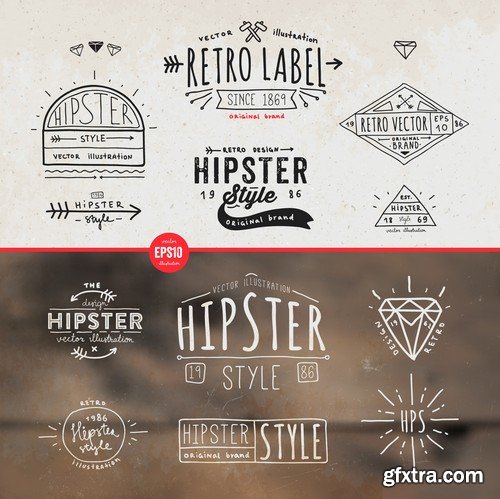 Stock Vectors - Hipster 2, 25xEPS