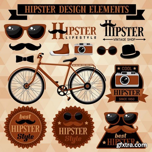 Stock Vectors - Hipster 2, 25xEPS