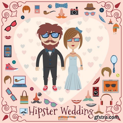 Stock Vectors - Hipster 2, 25xEPS