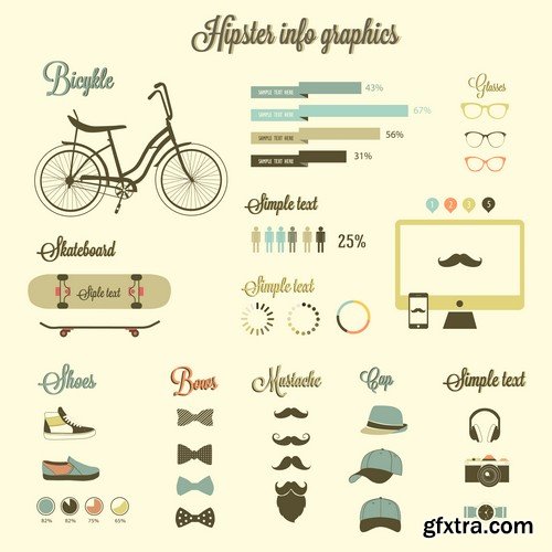 Stock Vectors - Hipster 2, 25xEPS