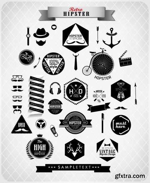 Stock Vectors - Hipster 2, 25xEPS