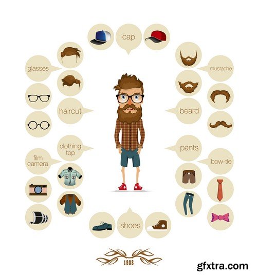 Stock Vectors - Hipster 2, 25xEPS