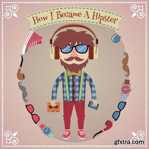 Stock Vectors - Hipster 2, 25xEPS