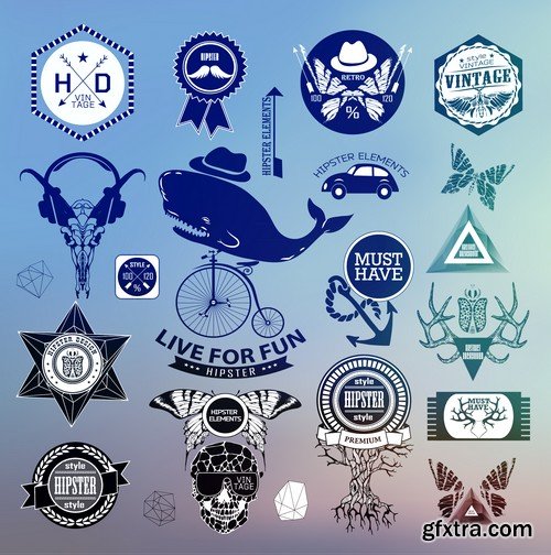 Stock Vectors - Hipster 2, 25xEPS