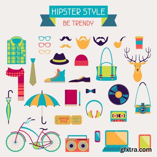 Stock Vectors - Hipster 2, 25xEPS