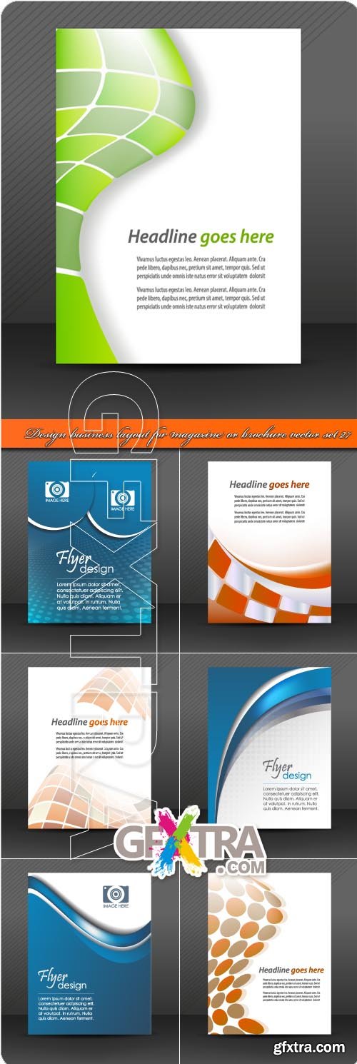 Design business layout for magazine or brochure vector set 27