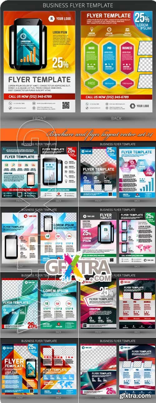 Brochure and flyer layout vector set 34