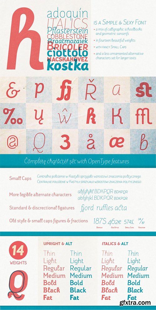 Adoquin Font Family - 14 Font $140