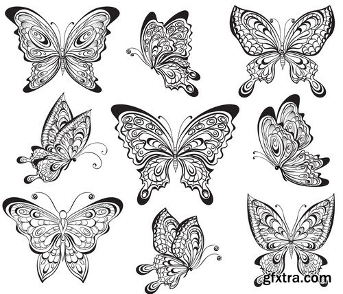 Stock Vectors - Butterfly 4, 25xEPS