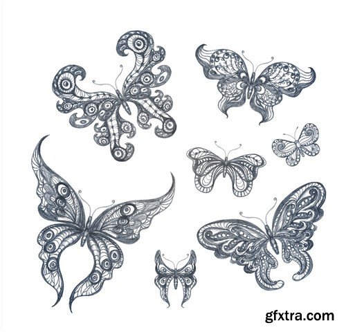 Stock Vectors - Butterfly 4, 25xEPS