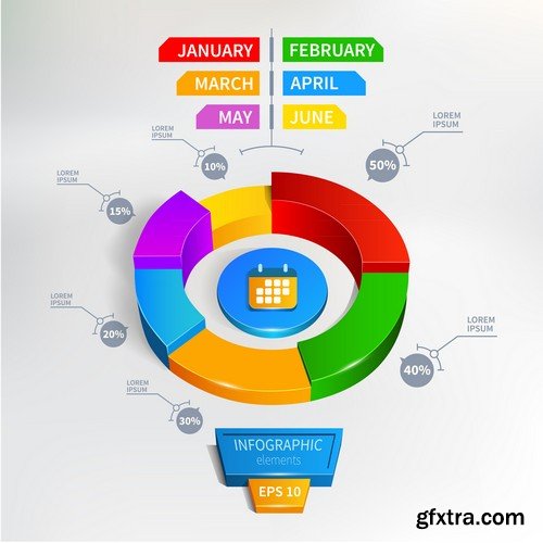 Stock Vectors - 3D Infographic Chart 8, 25xEPS