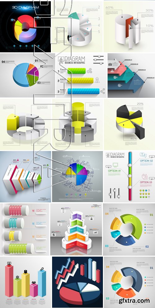 Stock Vectors - 3D Infographic Chart 8, 25xEPS