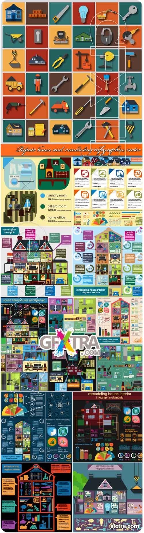 Repair house and remodeling infographics vector