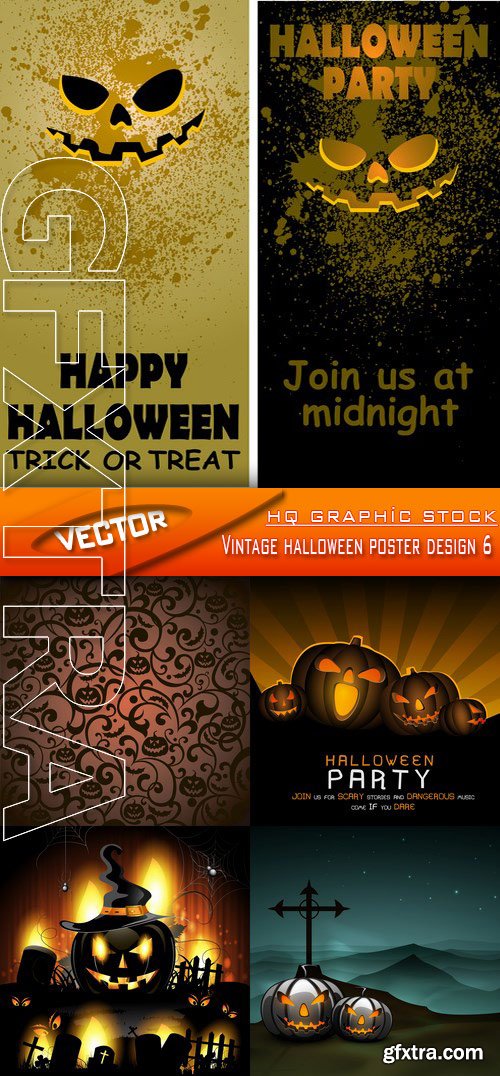 Stock Vector - Vintage halloween poster design 6