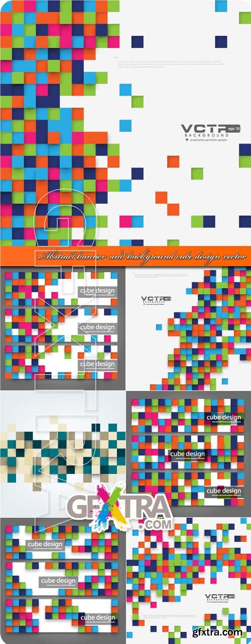 Abstract banner and background cube design vector