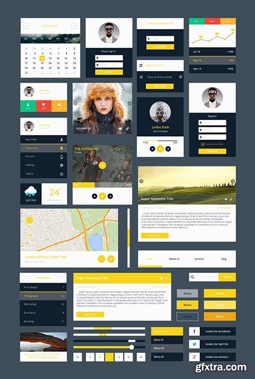 PSD Web Design - Modern Flat Ui Kit 2014