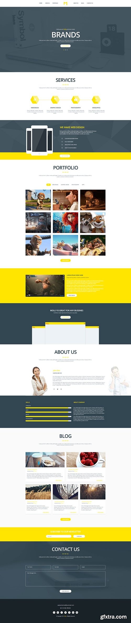 PSD Web Template - Molly - Creative Single Webpage