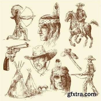 Native American Sketches 25xEPS