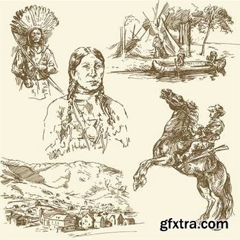 Native American Sketches 25xEPS